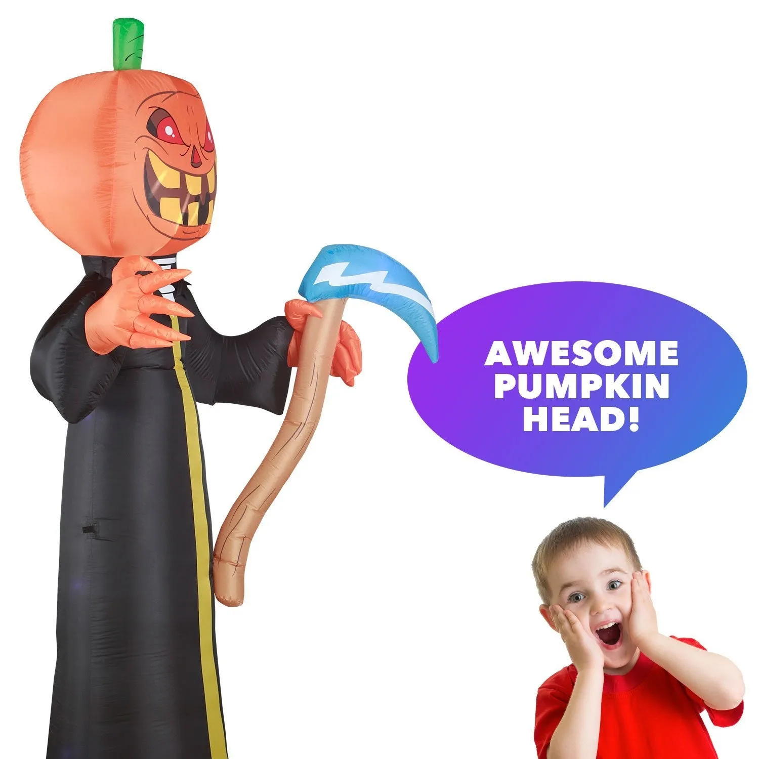 10 ft Pumpkin Head Reaper with Scythe Halloween Inflatable