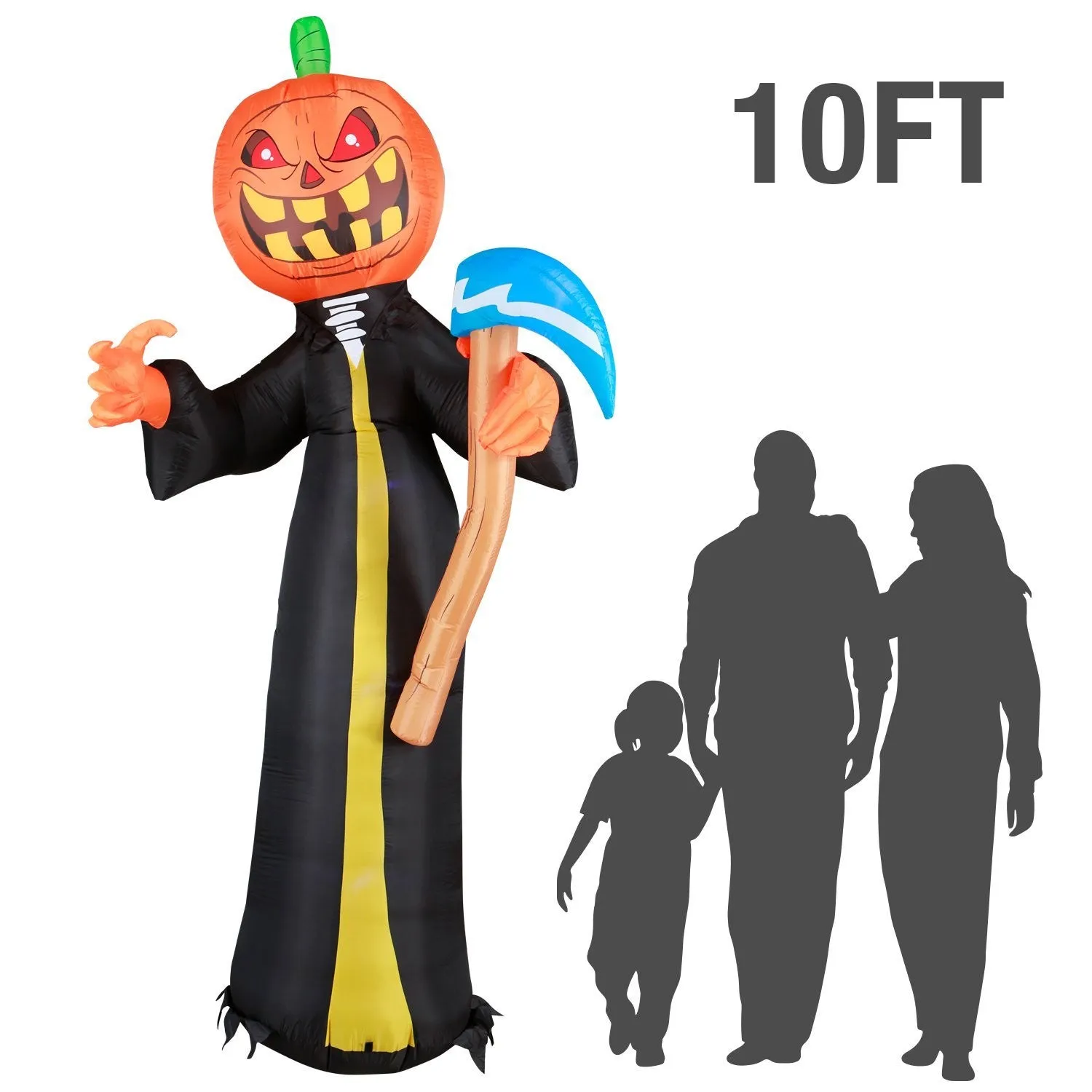 10 ft Pumpkin Head Reaper with Scythe Halloween Inflatable