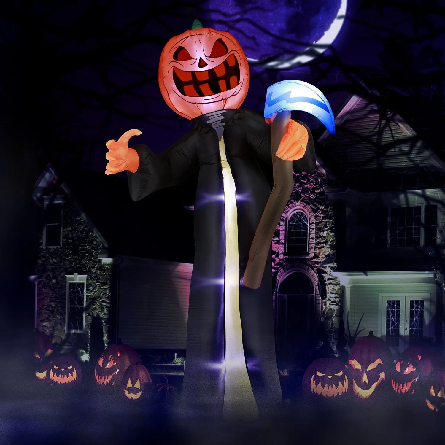 10 ft Pumpkin Head Reaper with Scythe Halloween Inflatable