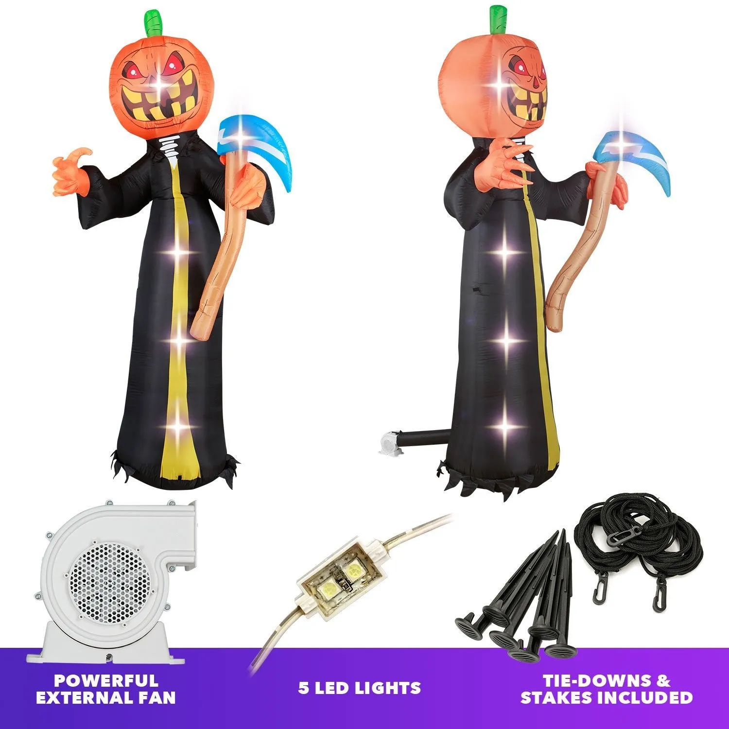10 ft Pumpkin Head Reaper with Scythe Halloween Inflatable