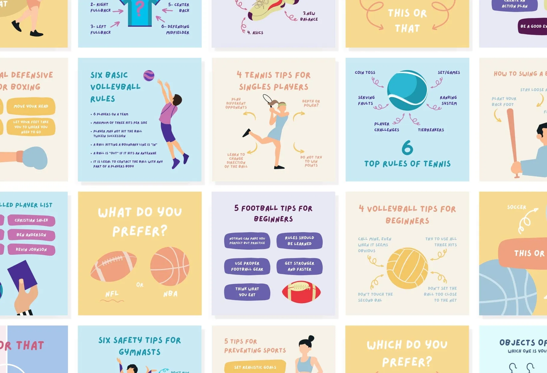 20 Sport Infographics Instagram Posts Fully Editable Canva Templates