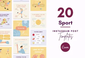 20 Sport Infographics Instagram Posts Fully Editable Canva Templates