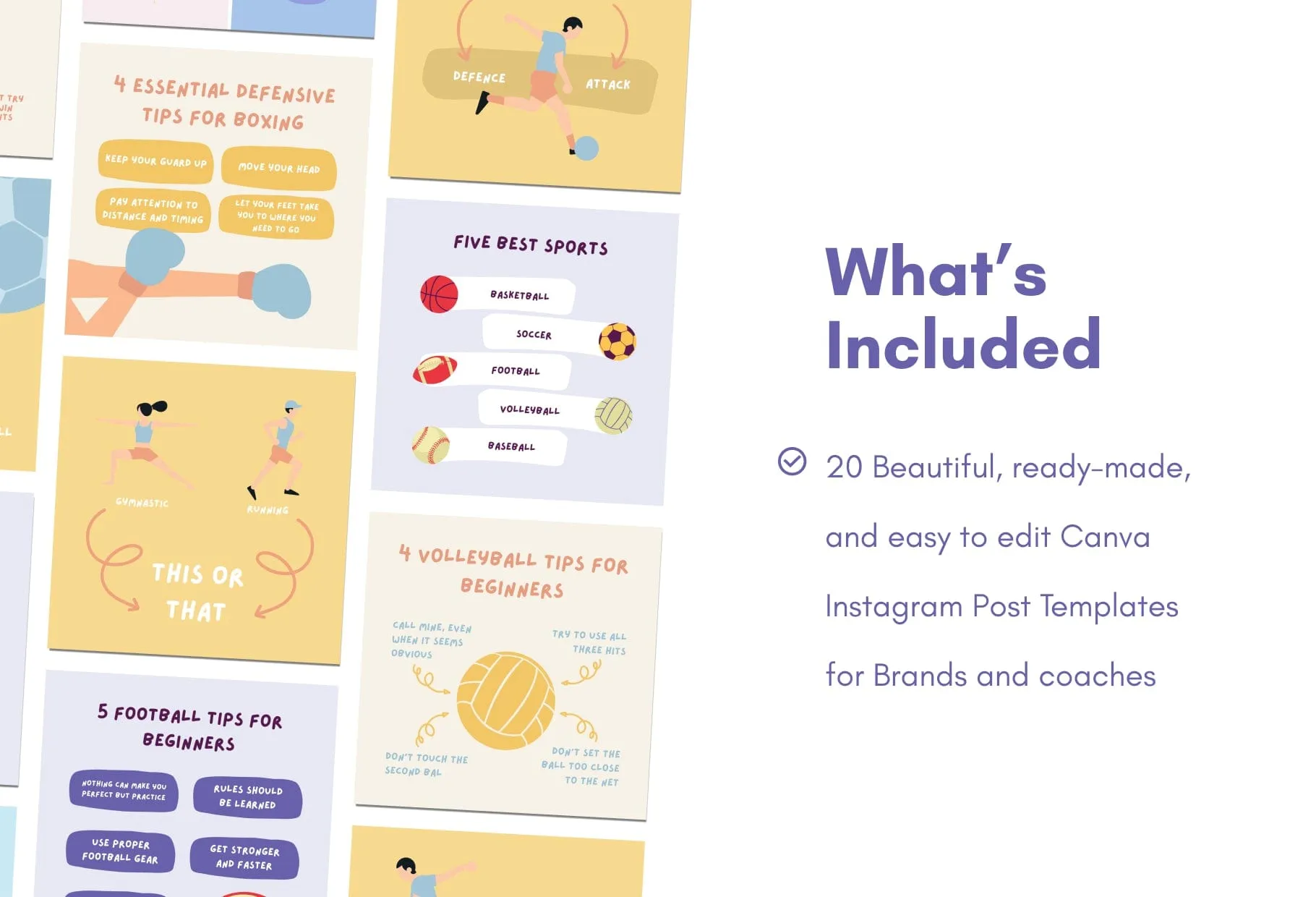20 Sport Infographics Instagram Posts Fully Editable Canva Templates