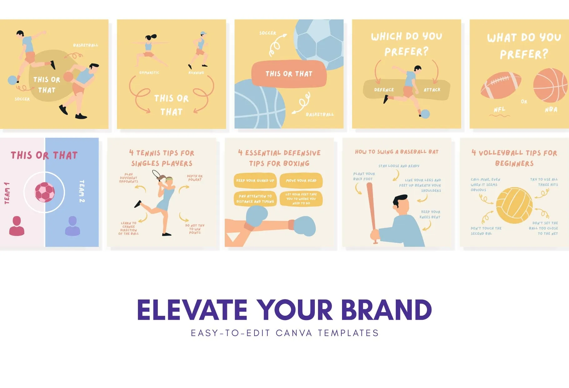 20 Sport Infographics Instagram Posts Fully Editable Canva Templates