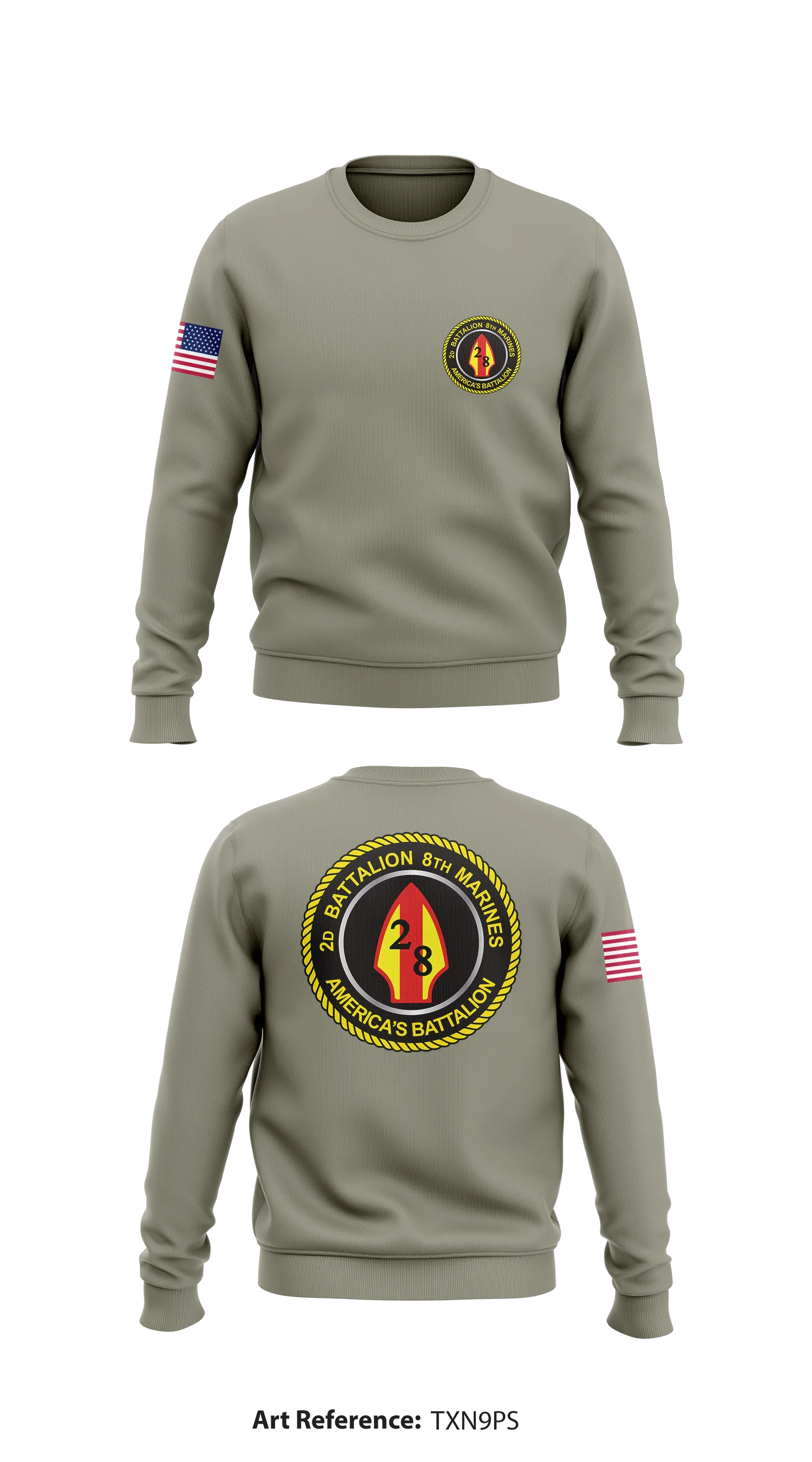 2nd battalion 8th marines  Store 1 Core Men's Crewneck Performance Sweatshirt - TXn9PS