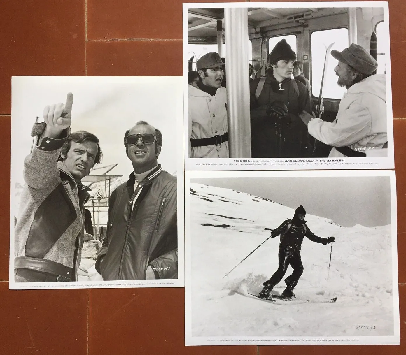 3 Photos originales 28 SECONDES POUR UN HOLD-UP Snow Job JEAN-CLAUDE KILLY Ski *