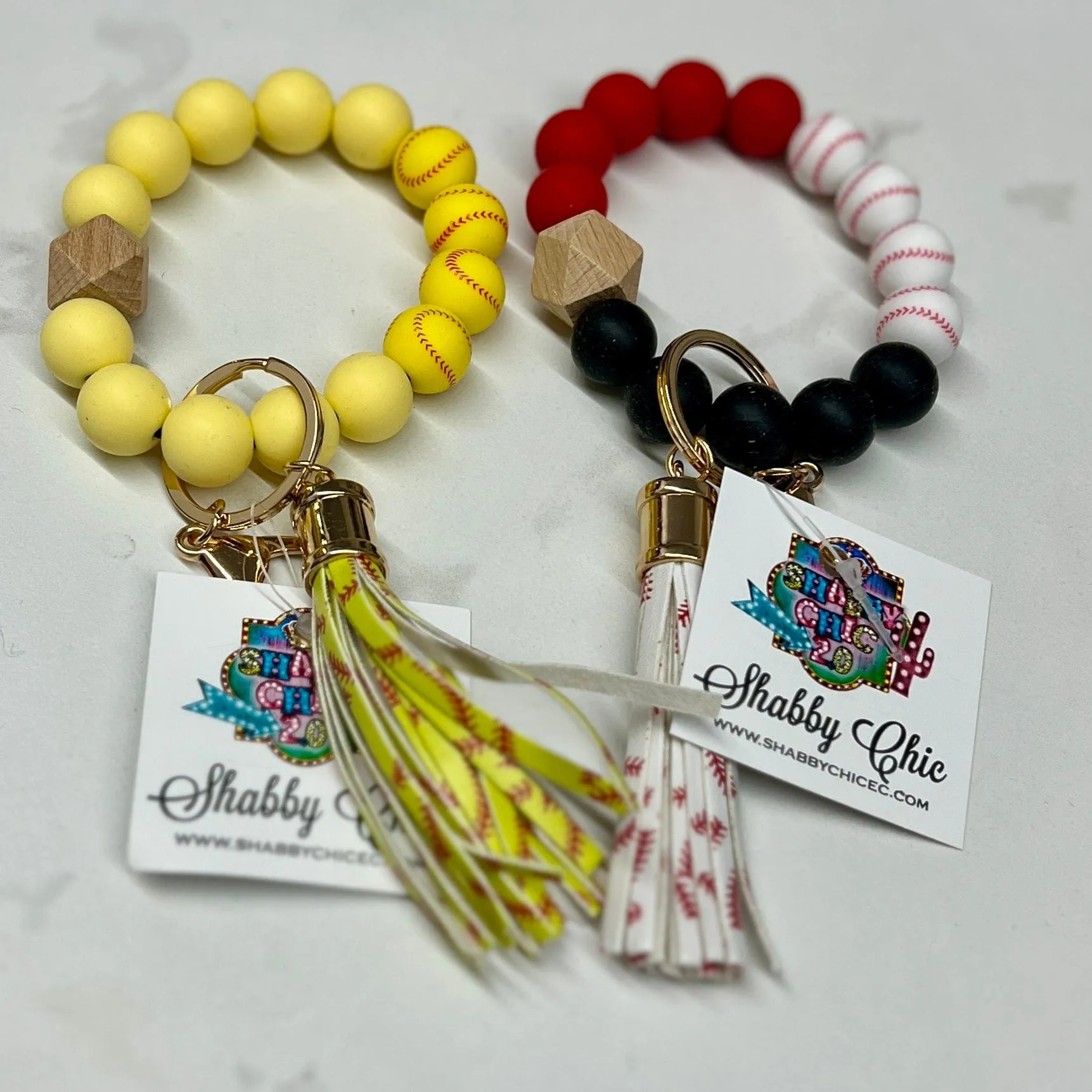 Beaded Stretch Keyrings - Sports