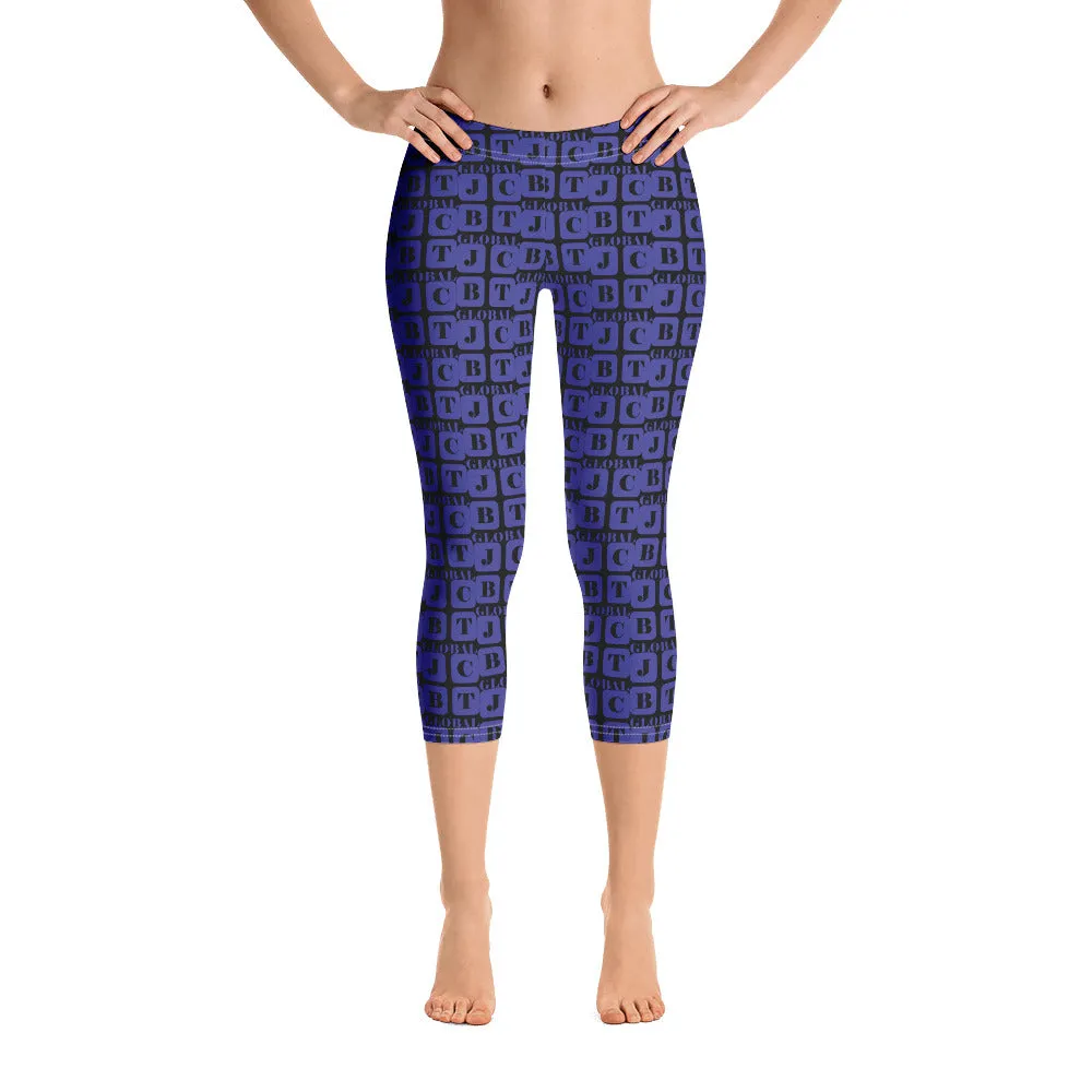 Capri Leggings "2023-0361 Black (Blue Logo)"