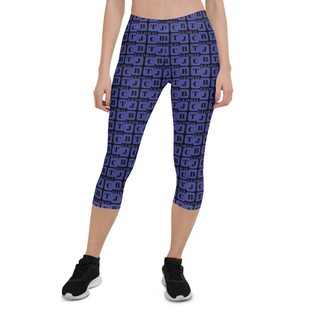 Capri Leggings "2023-0361 Black (Blue Logo)"
