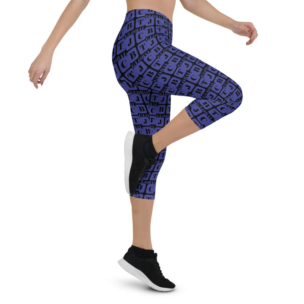 Capri Leggings "2023-0361 Black (Blue Logo)"