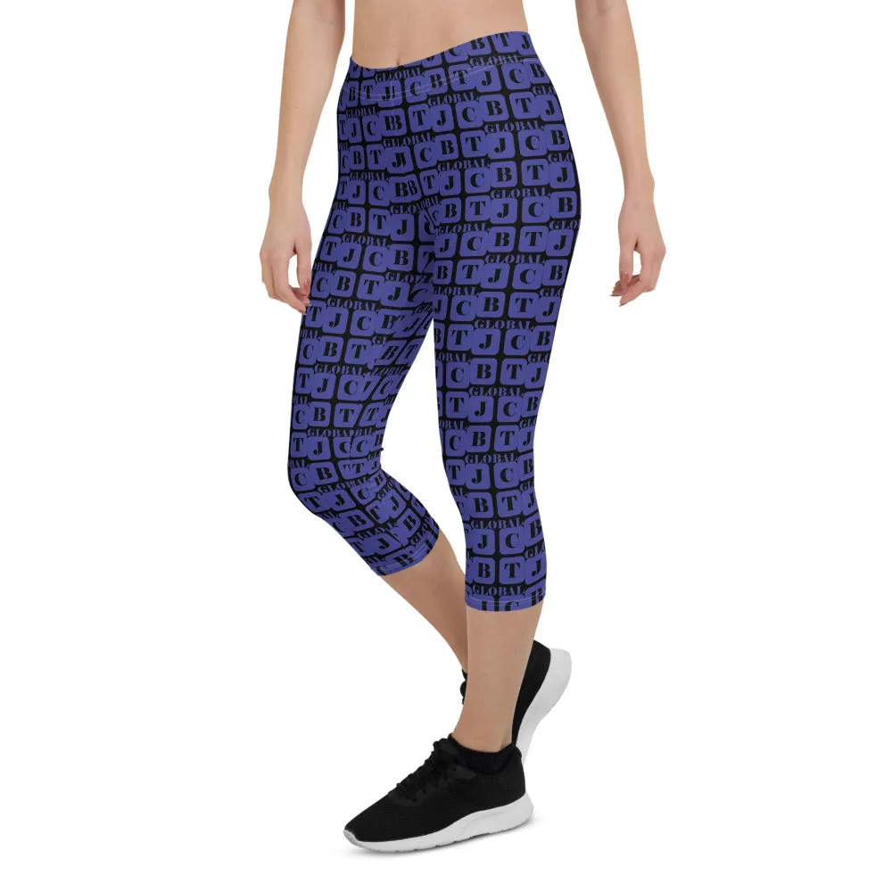Capri Leggings "2023-0361 Black (Blue Logo)"