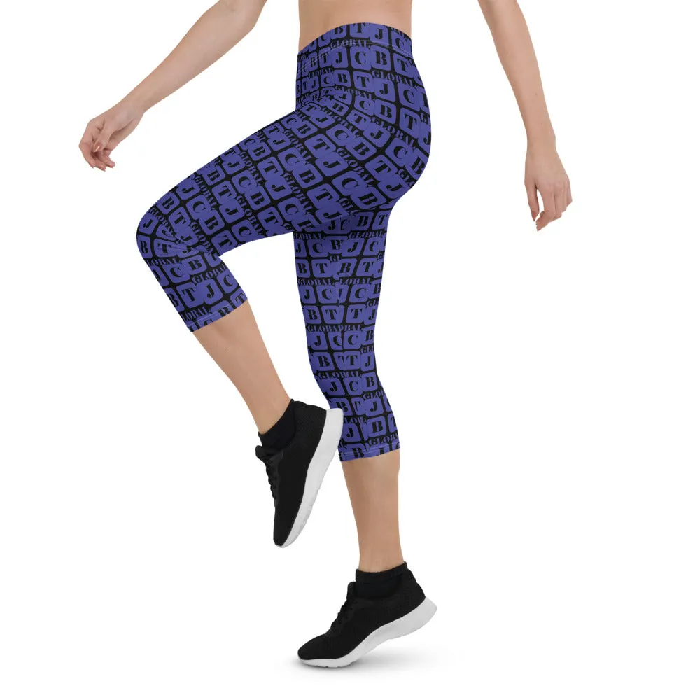 Capri Leggings "2023-0361 Black (Blue Logo)"