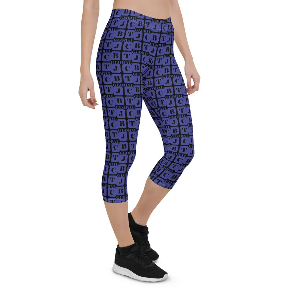 Capri Leggings "2023-0361 Black (Blue Logo)"