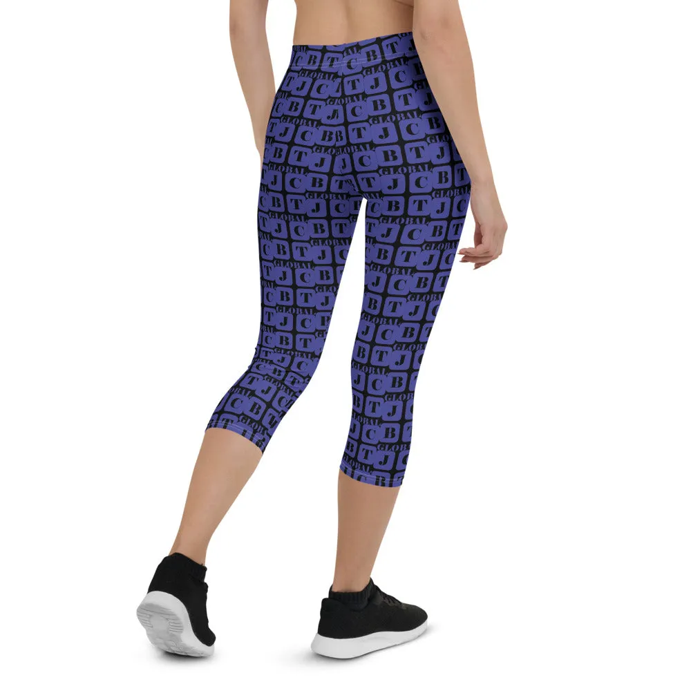 Capri Leggings "2023-0361 Black (Blue Logo)"