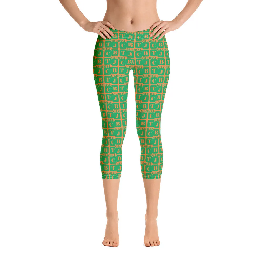 Capri Leggings "2023-0411 Orange (Green Logo)"