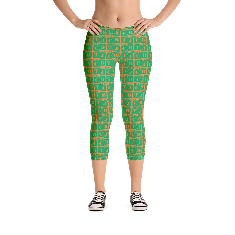 Capri Leggings "2023-0411 Orange (Green Logo)"