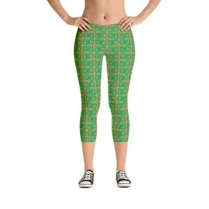Capri Leggings "2023-0411 Orange (Green Logo)"