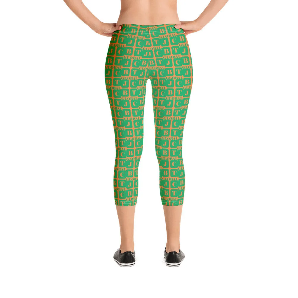 Capri Leggings "2023-0411 Orange (Green Logo)"