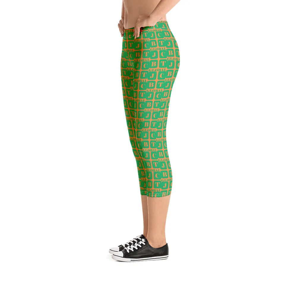 Capri Leggings "2023-0411 Orange (Green Logo)"