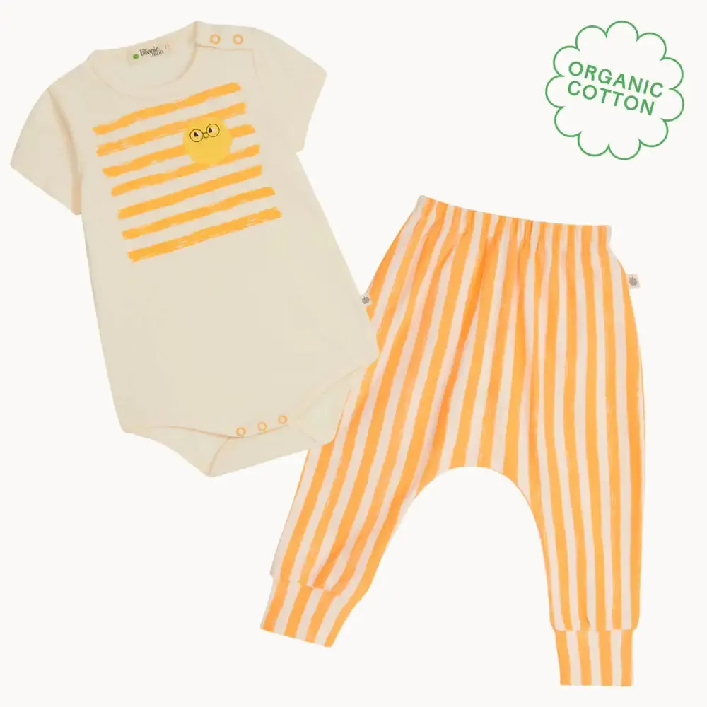 Creek & Coast Set - Orange Stripe Bodysuit & Legging Set