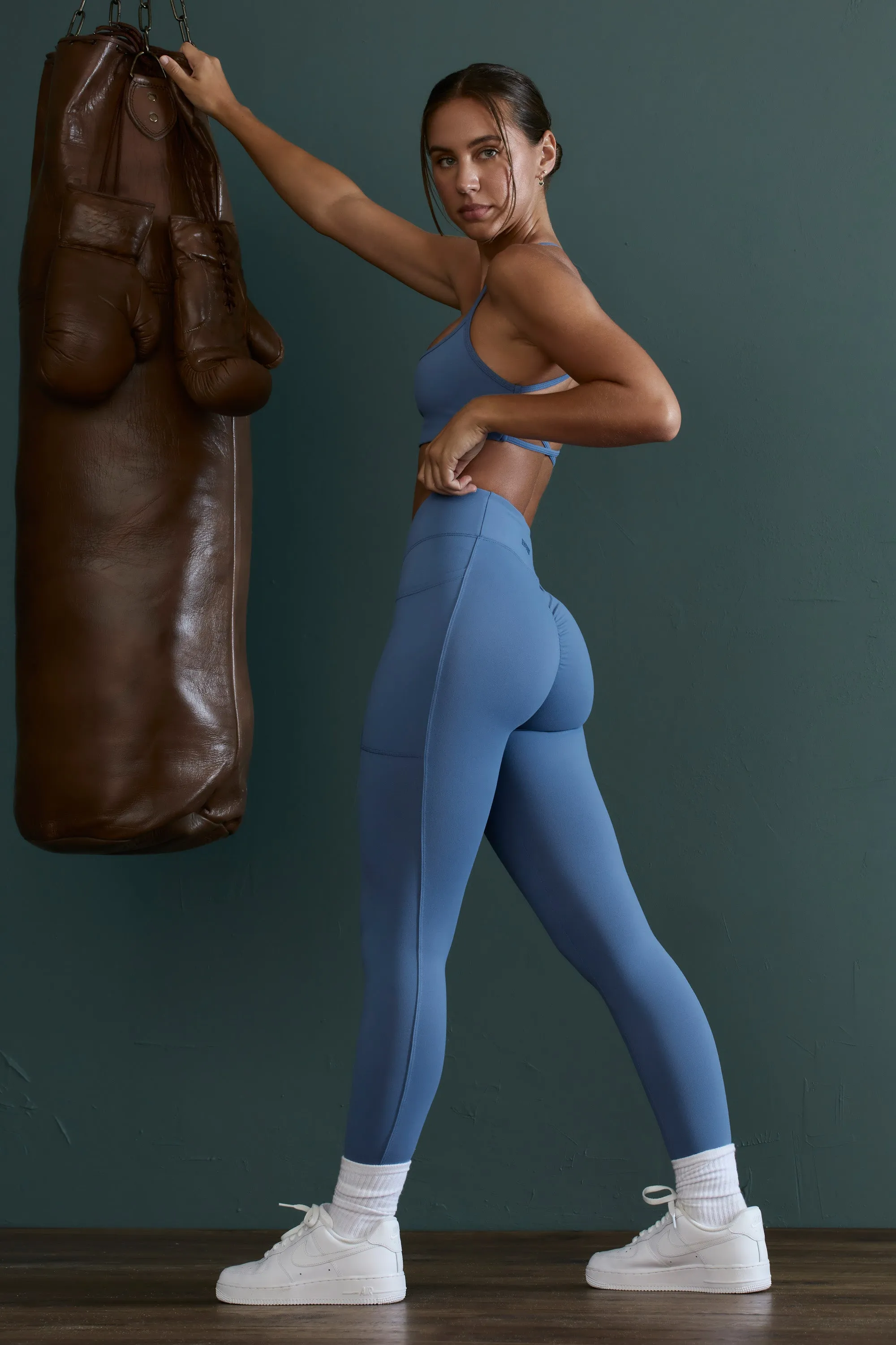 Dedication - High Waist Wrap Over Leggings in Blue