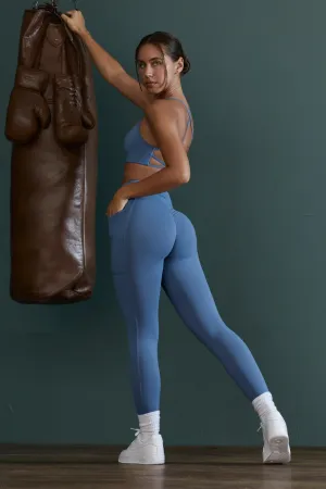 Dedication - High Waist Wrap Over Leggings in Blue