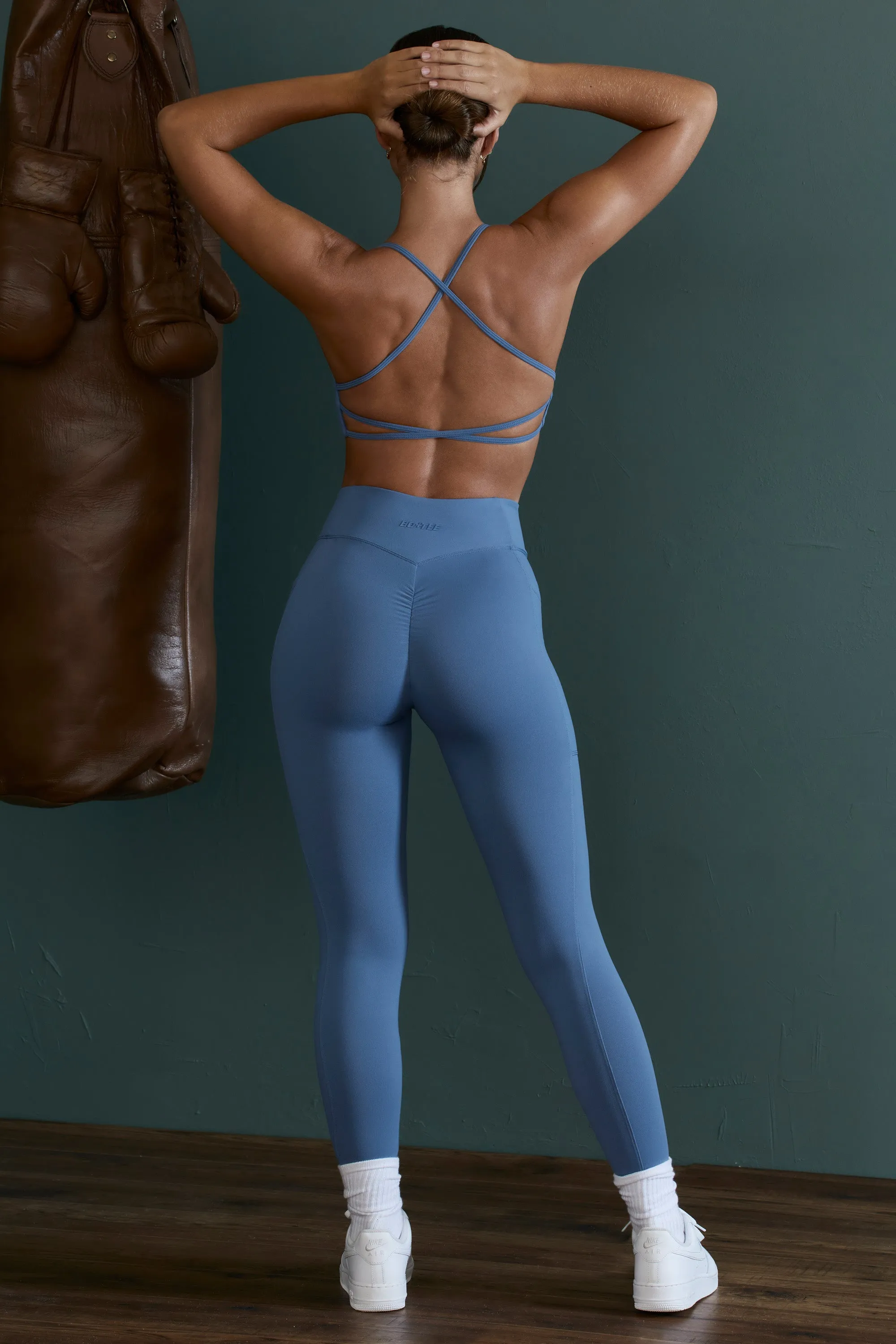 Dedication - High Waist Wrap Over Leggings in Blue