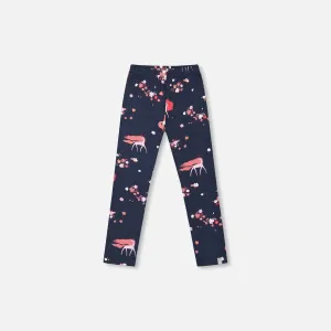 Deux Par Deux Unicorn Leggings - Navy