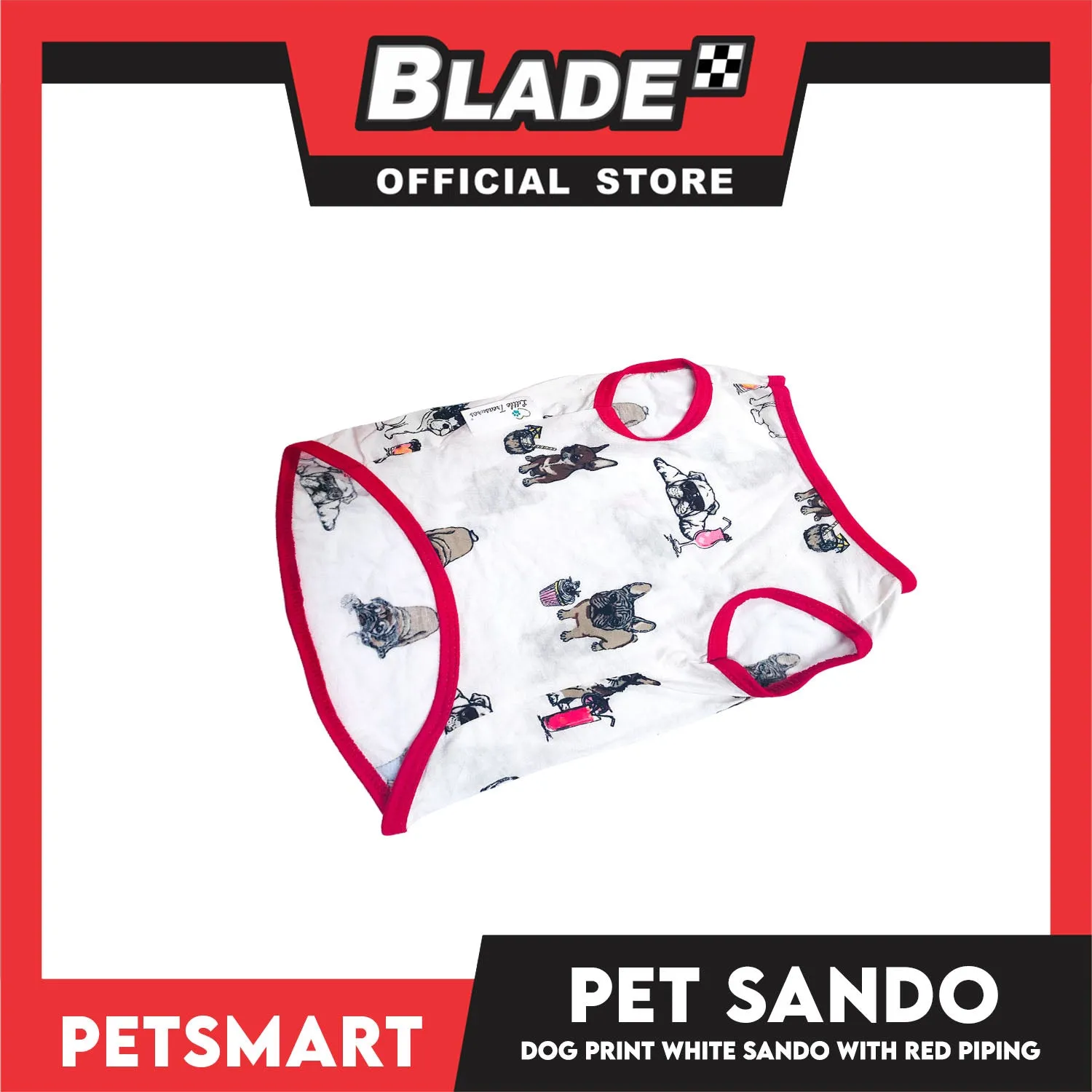 Dog Sando With Dog Print Design, White Red Color DG-CTN112M (Medium) Perfect Fit For Dogs, Breathable Sando Clothes, Soft Lightweight Pet Clothing