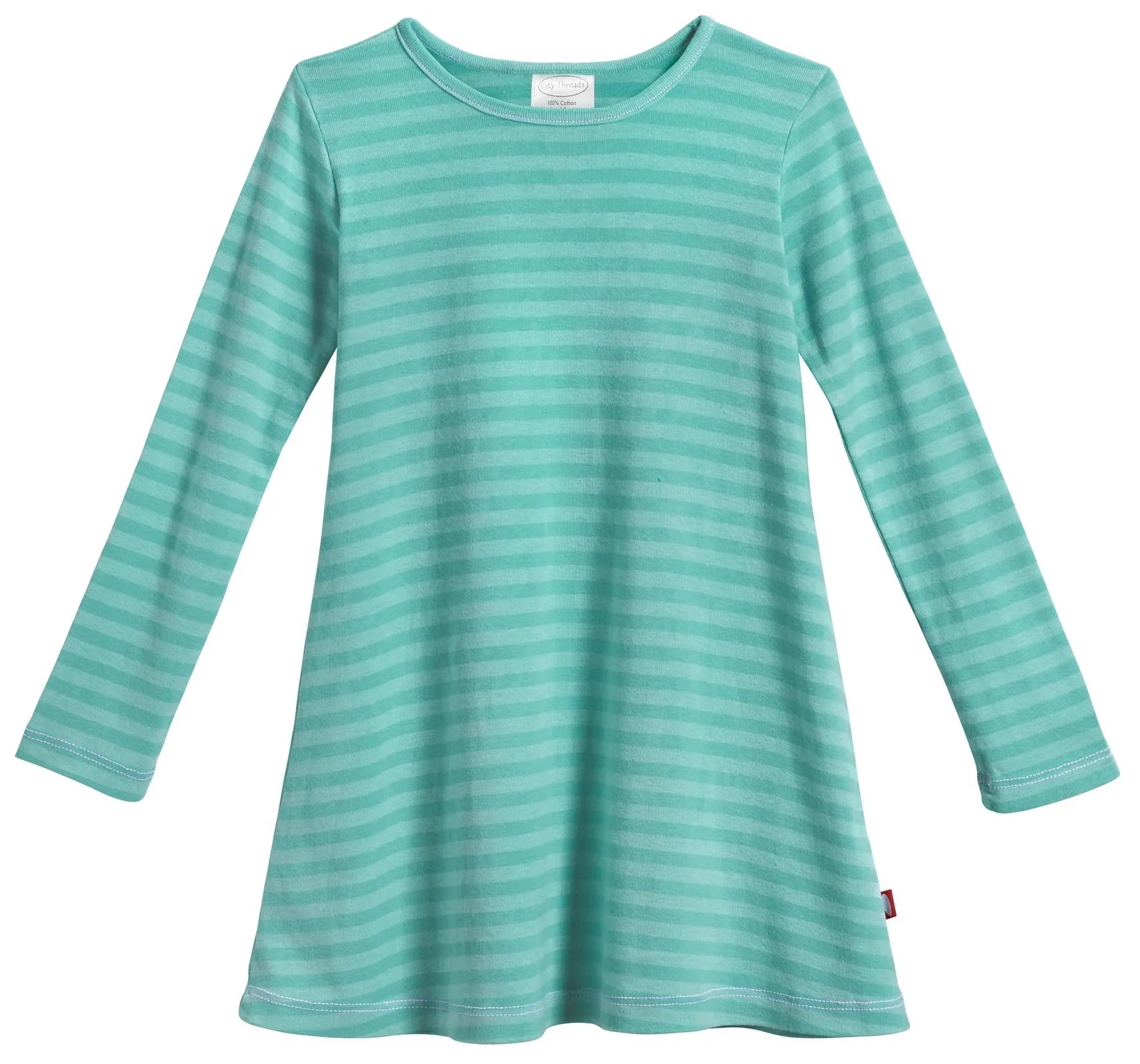 Girls Soft Stripe Long Sleeve Dress | Wave
