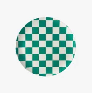 Green Check Side Plate - Set of 4