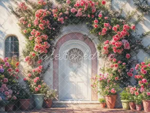Kate Valentine Floral Arch Door Retro Fleece Backdrop Designed by Emetselch