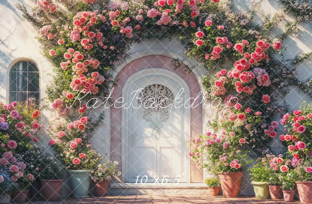 Kate Valentine Floral Arch Door Retro Fleece Backdrop Designed by Emetselch