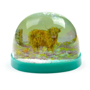 Large Glitter  Snow Storm - Jan Pashley Highland Coo