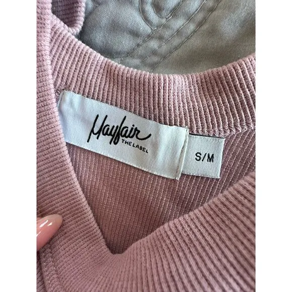 Mayfair The Label Mauve Pink Ribbed Sports Bra Boxer Briefs Womens Set S/M