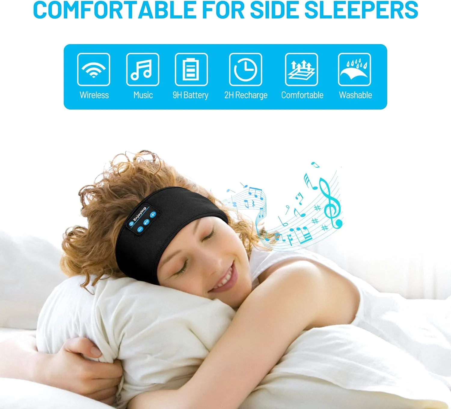 NEW Sleep Headphones Bluetooth Headband, Wireless Earbuds Sleeping Music Headphones with Thin Speakers, Cool Tech Gift for Side Sleepers, Workout, Jogging, Yoga, Insomnia, Travel, Meditation