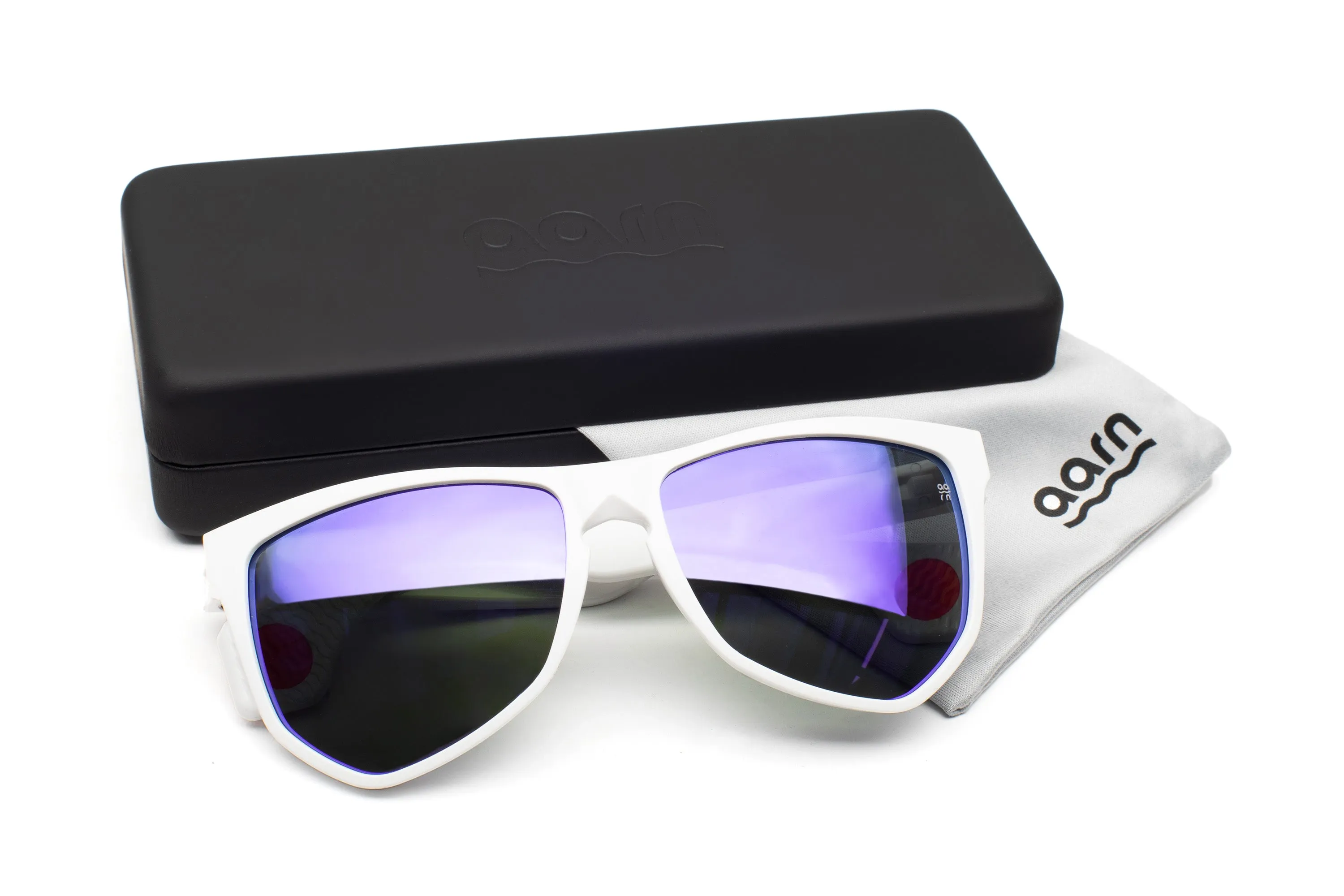 NYLAARN Bio-White “90s Ski Bum” Blend Sunglasses - Solid Gray   Purple Mirror Lens