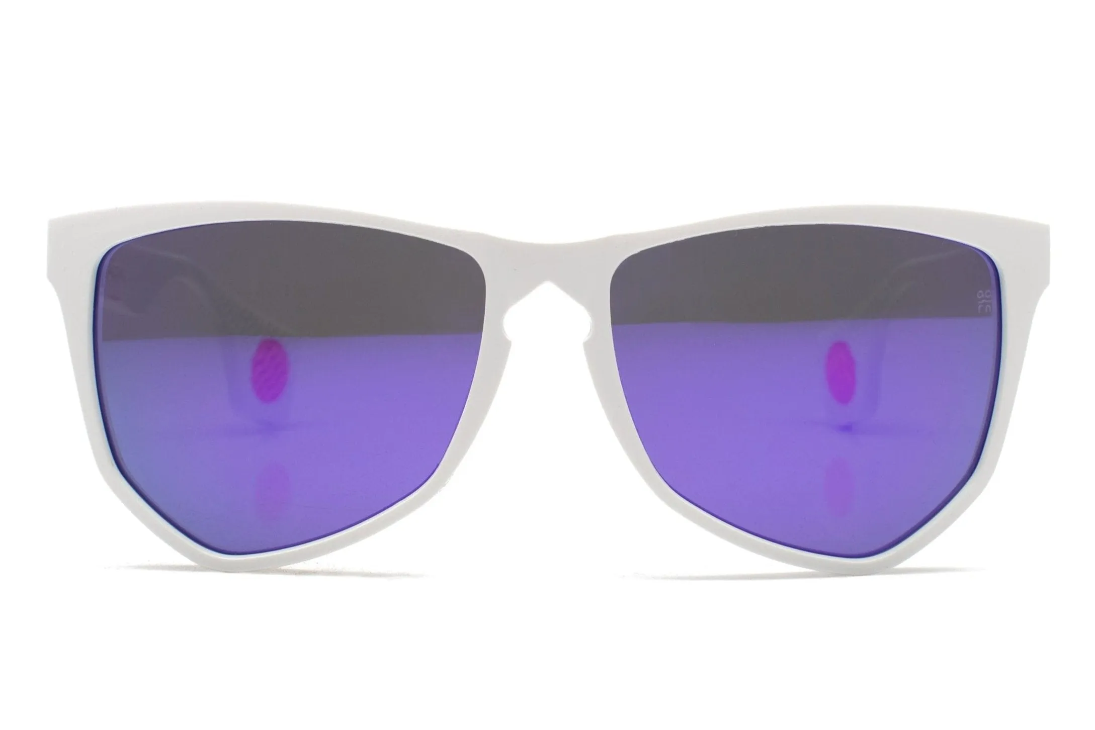 NYLAARN Bio-White “90s Ski Bum” Blend Sunglasses - Solid Gray   Purple Mirror Lens
