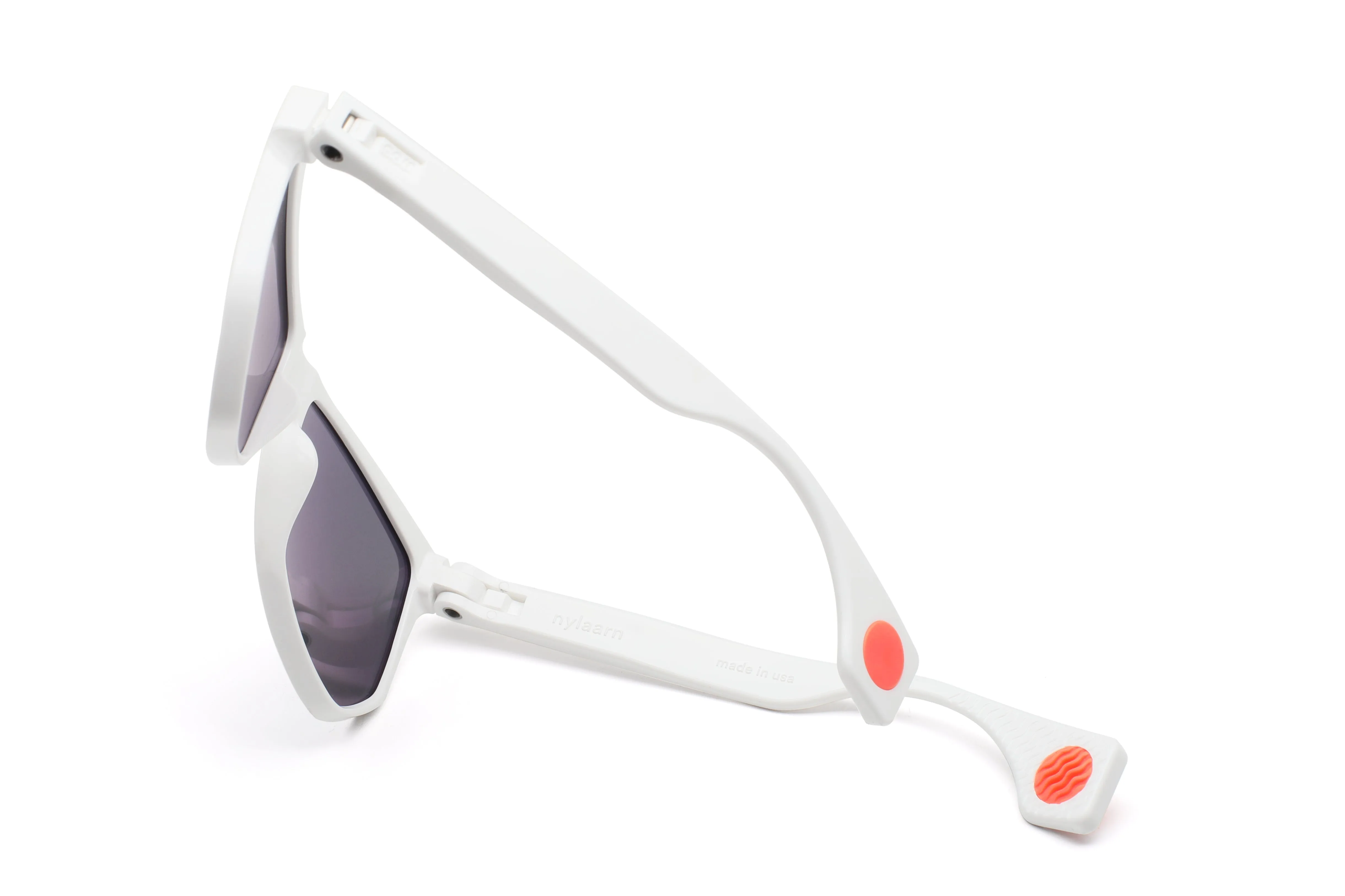 NYLAARN Bio-White “90s Ski Bum” Blend Sunglasses - Solid Gray   Purple Mirror Lens