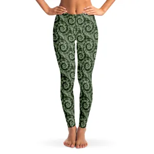 Olive Green Tie Dye Print Leggings XS - XL Squat Proof