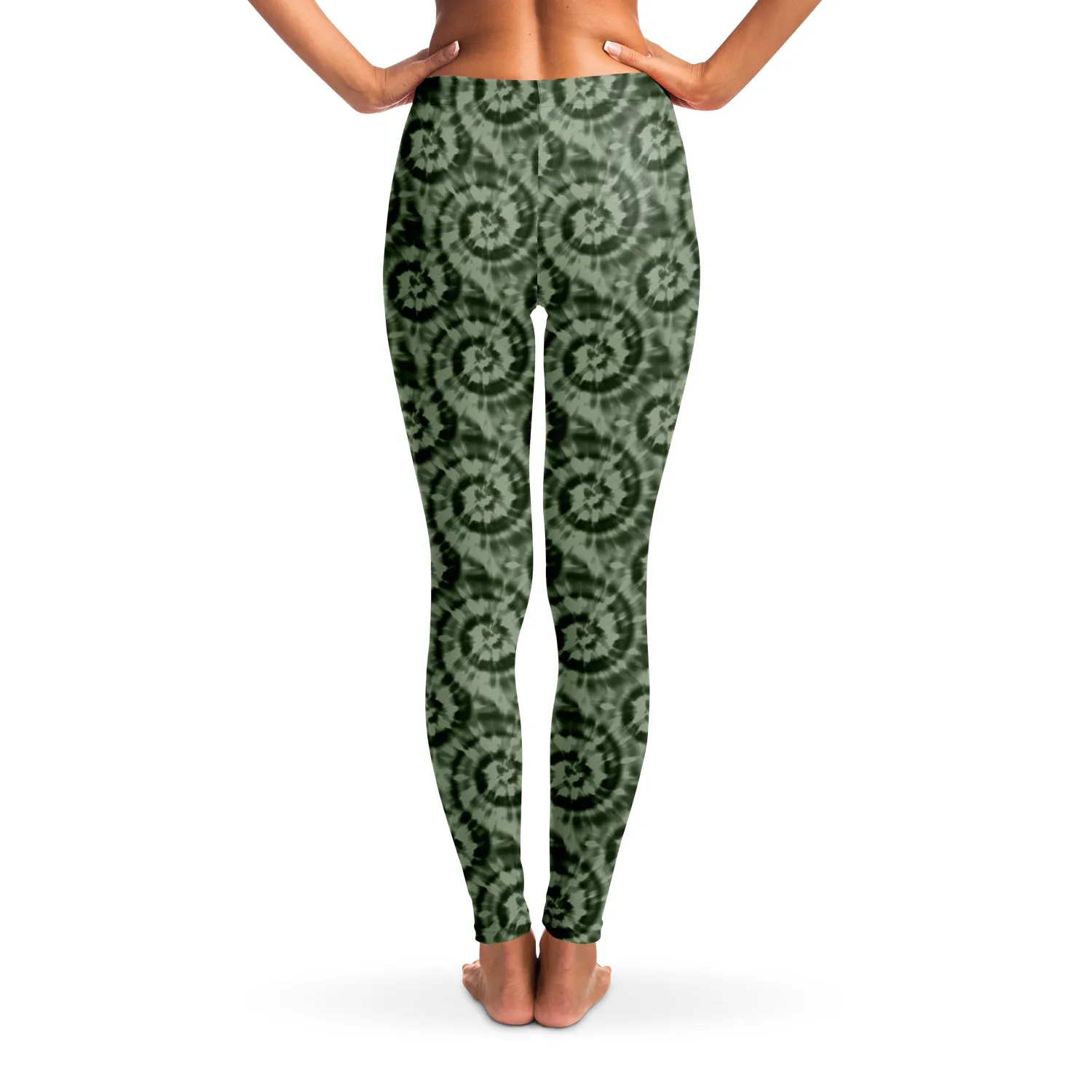 Olive Green Tie Dye Print Leggings XS - XL Squat Proof