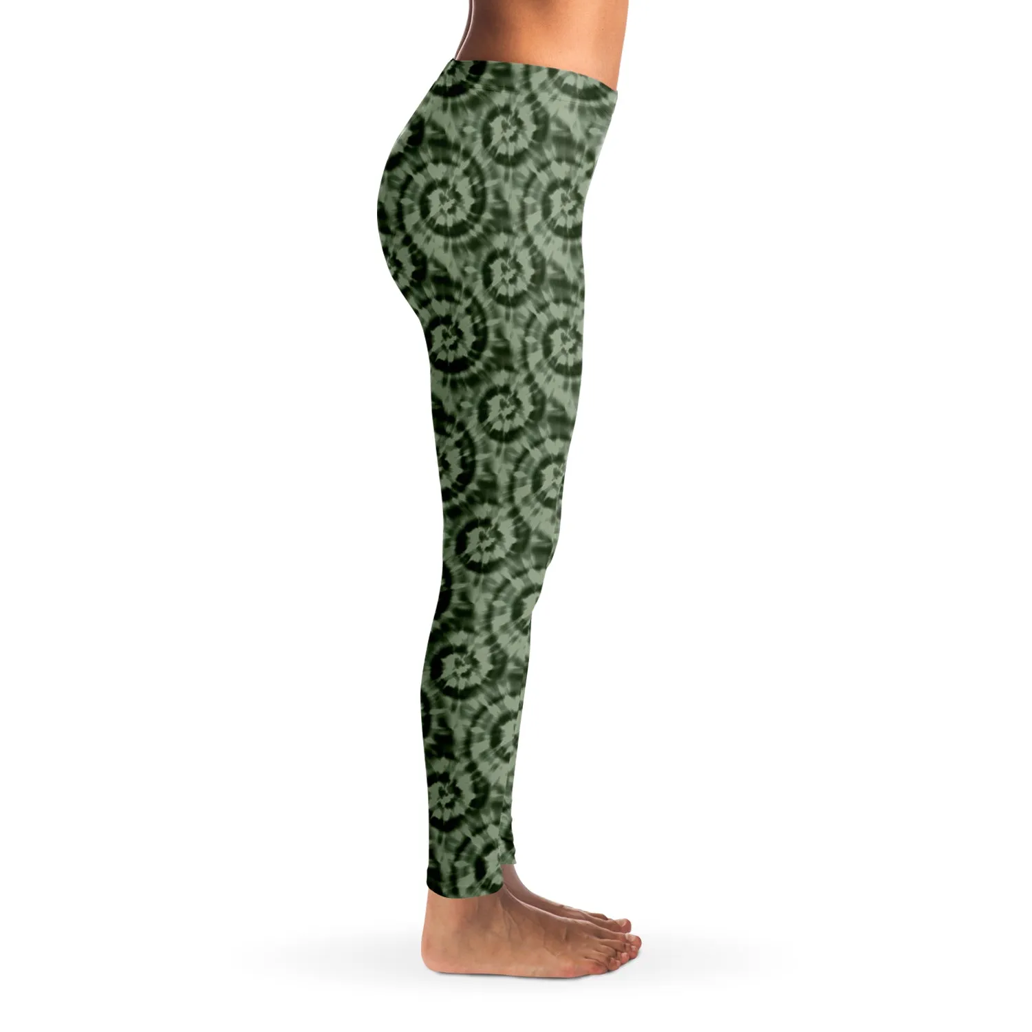 Olive Green Tie Dye Print Leggings XS - XL Squat Proof