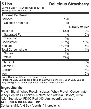 Optimum Nutrition 100% Whey Protein Gold Standard (5 Lbs) Delicious Strawberry (73 servings) EXP Dec 2025