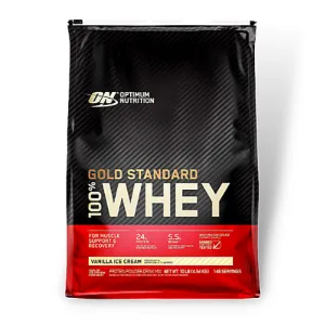 Optimum Nutrition ON 100% Whey Protein Gold Standard (10 Lbs) Vanilla Ice Cream EXP Feb 2026