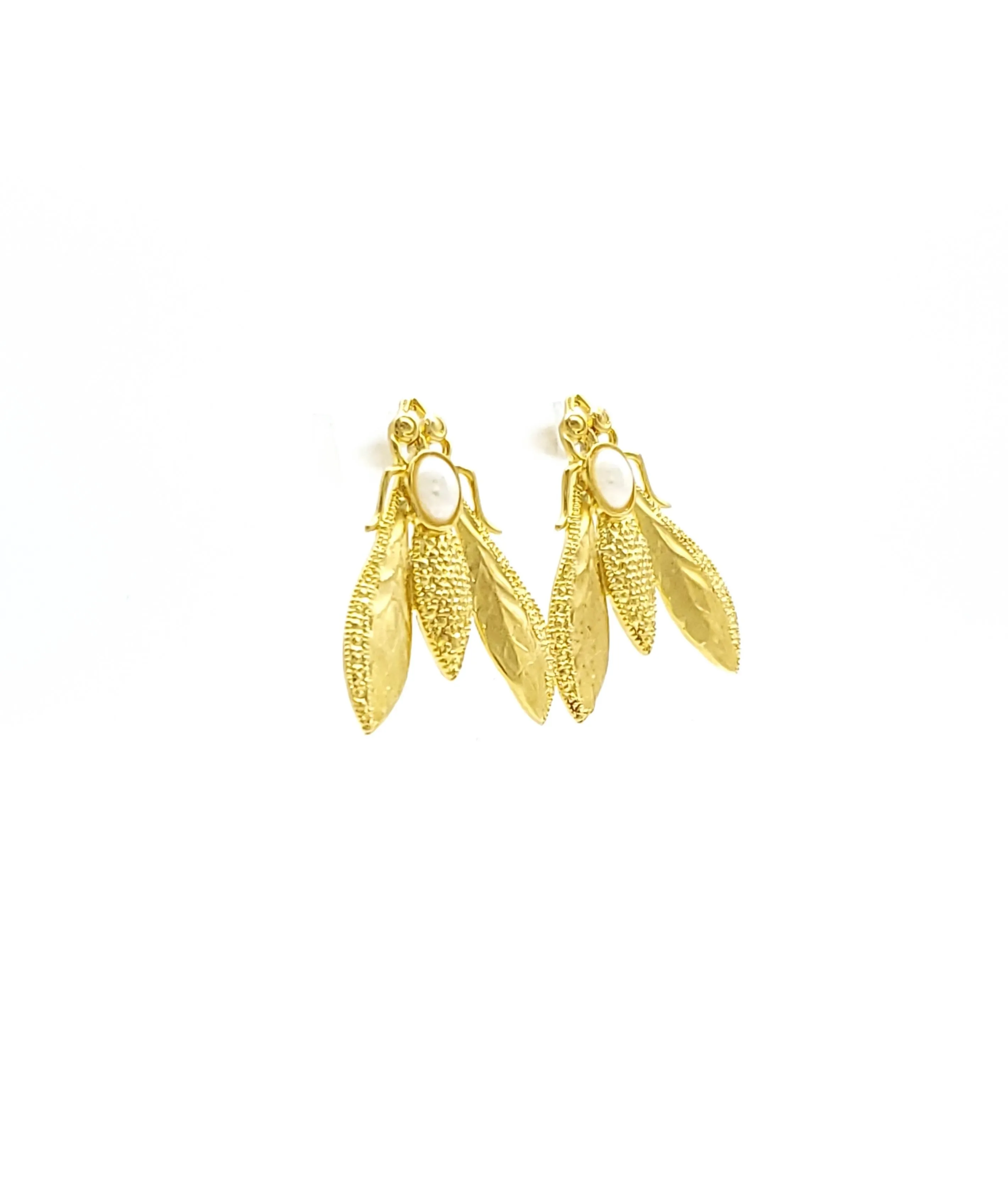 Osmia Avosetta Snow Quartz  Bee Earrings