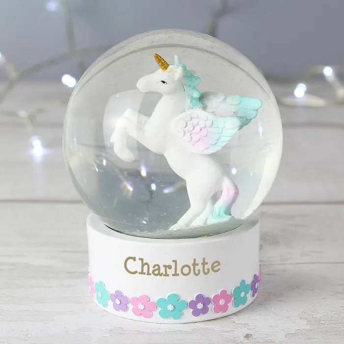 Personalised Unicorn Name Snow Globe