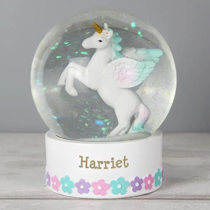 Personalised Unicorn Name Snow Globe