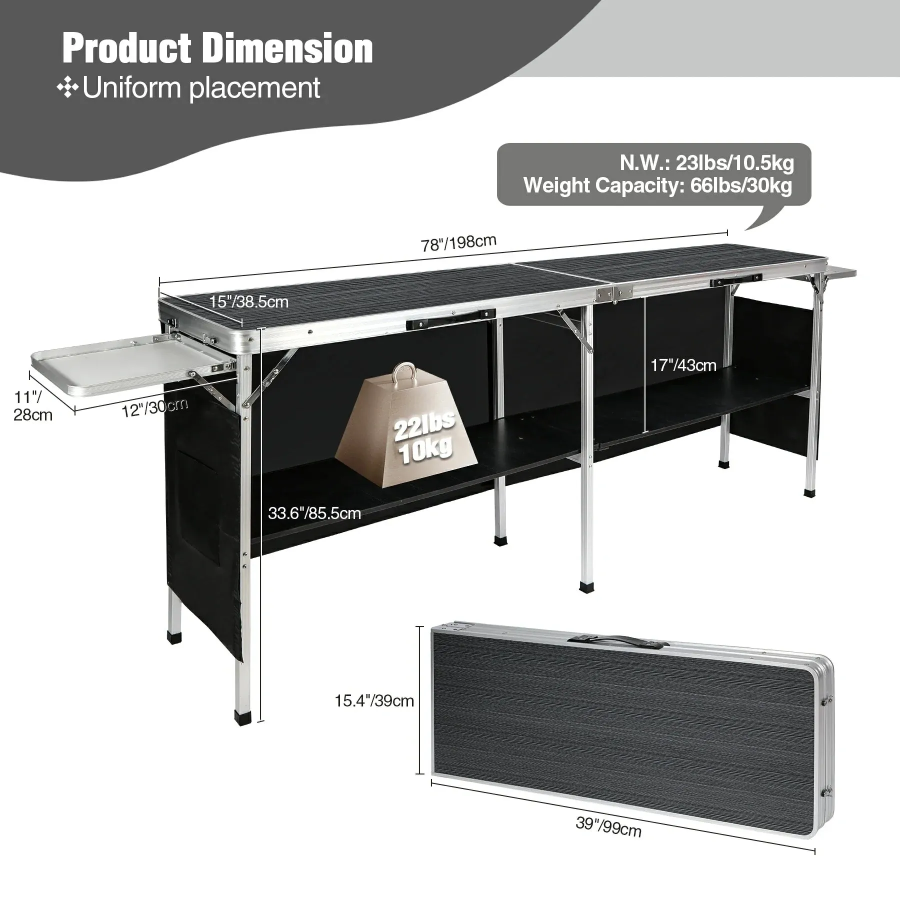 Portable Bar Table with Double Layer for Party