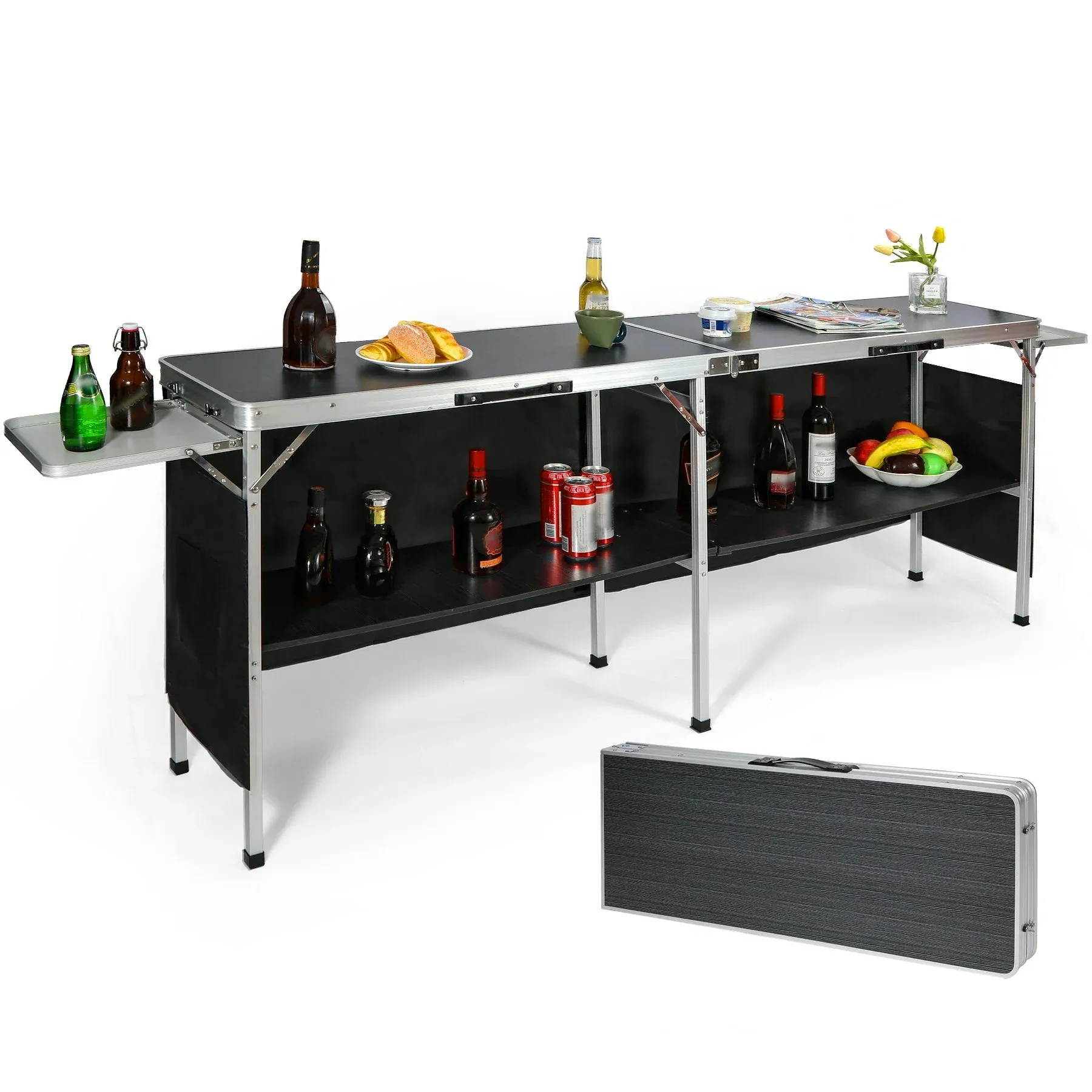 Portable Bar Table with Double Layer for Party