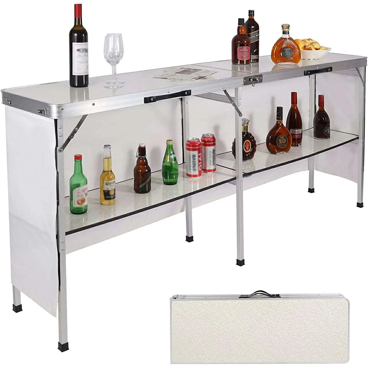 Portable Bar Table with Double Layer for Party